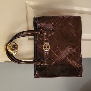Tommy Hilfiger patent brown tote